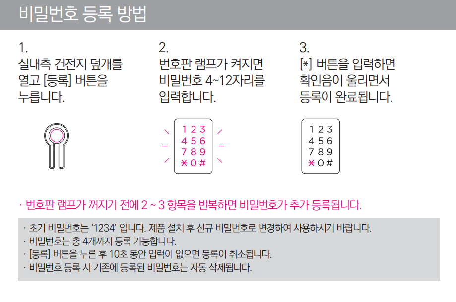 솔리티 도어락 비밀번호 변경방법 이미지