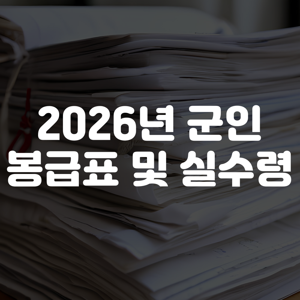 2026년 군인 월급 봉급표 및 실수령액