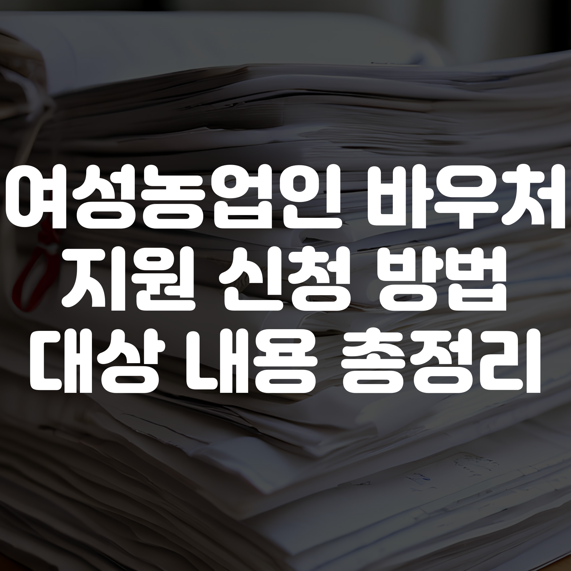 여성농업인 복지바우처 지원 신청 방법 및 대상 내용 총정리