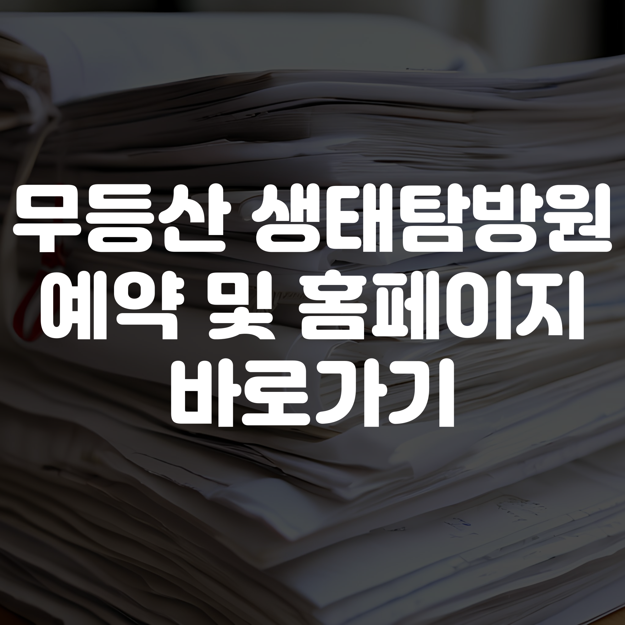 무등산 생태탐방원 예약 방법 홈페이지 바로가기