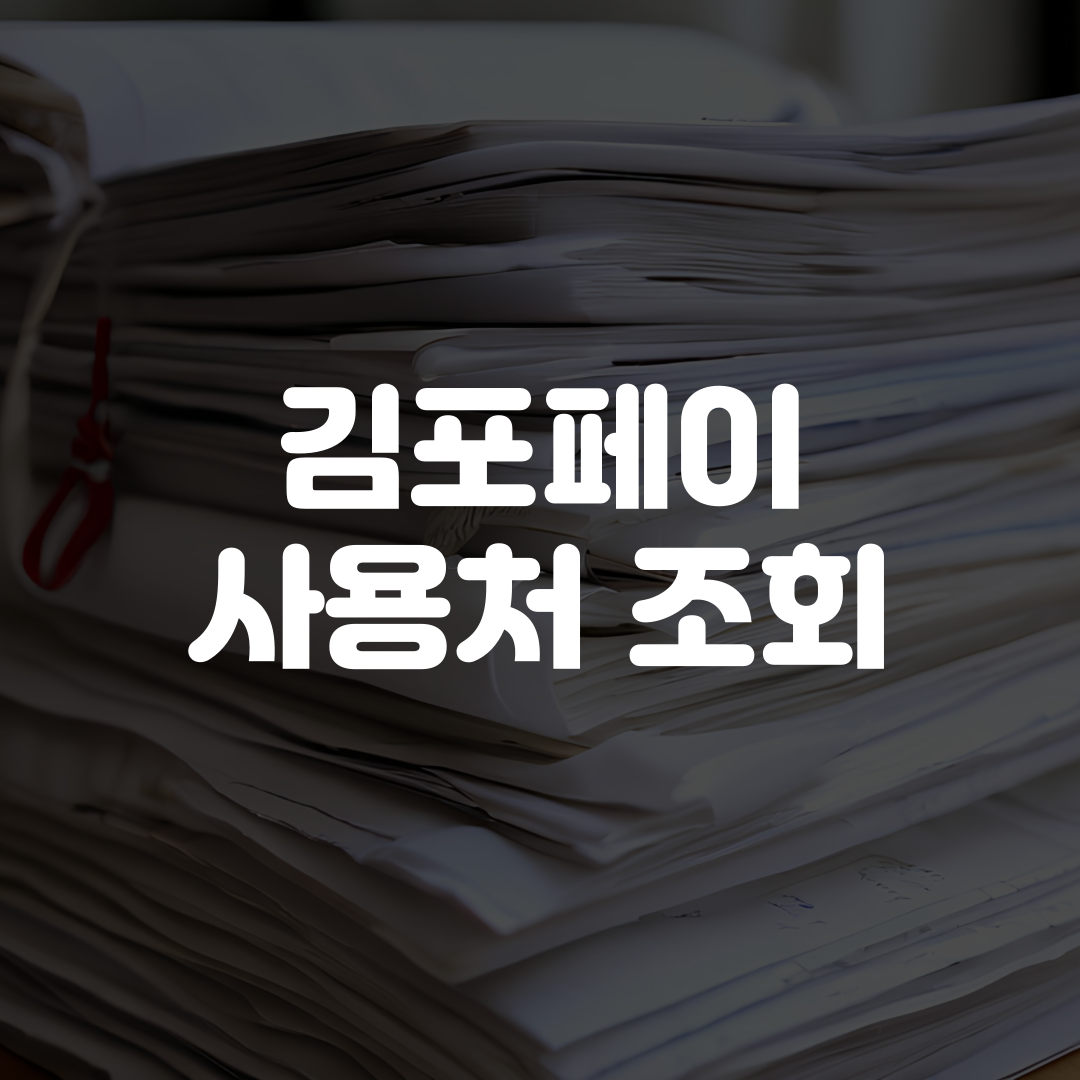 김포페이 사용처 조회 방법
